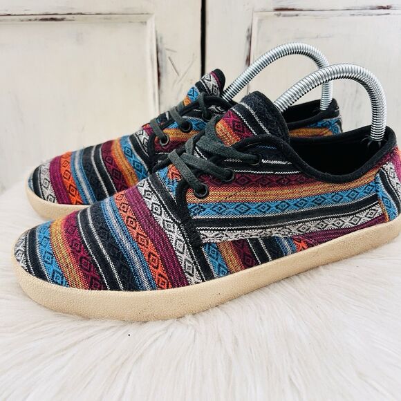 Toms Colorful Striped Aztec Southwestern Super Comfy Sneakers - Womens Size 8 - Picture 1 of 7